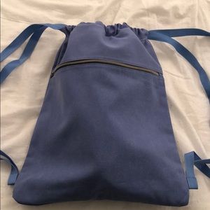 Blue drawstring canvas bag